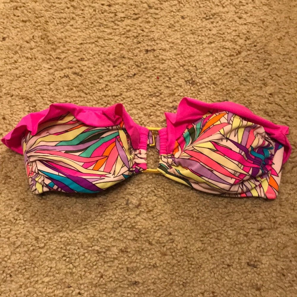 Multi color ruffle bikini top